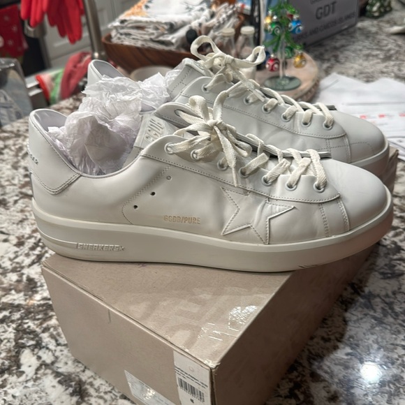 Pure Star Golden Goose Leather Upper Star & Heel Optic White Italian Craftsman - Picture 1 of 17